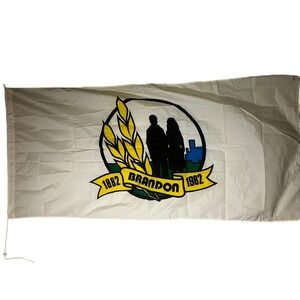 Vintage Brandon Manitoba Centennial Flag 1882-1982 Scyco Nylon Banner 3x6 Canada
